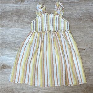Cupcakes & Cashmere Smocked Yellow Orange White Tan Striped Girl’s Party Dress